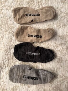 Steve Madden No-Show Sock Liners - Pack of 4 (Beige, Black, Gray)